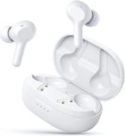 🎧 qhqo wireless earbuds: waterproof mini bluetooth earbuds with touch control, deep bass sound - white logo