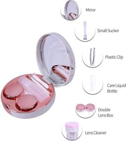 img 3 attached to 👁️ Marble Contact Lens Case Kit with Mirror - Portable Travel Box for Outdoor and Office Use, Including Lens Cleaner Solution Bottle and Tweezers Remover
