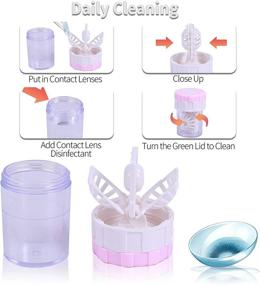 img 1 attached to 👁️ Marble Contact Lens Case Kit with Mirror - Portable Travel Box for Outdoor and Office Use, Including Lens Cleaner Solution Bottle and Tweezers Remover