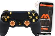 🎮 enhanced black/gold ps4 controller with aluminum thumbsticks, rapid fire fps mod pack – custom modded controller for popular shooter games like warzone & more (cuh-zct2u) логотип