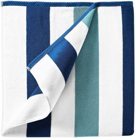 img 3 attached to 🏖️ 630 GSM Marine Blue and Sea Glass Cabana Beach Towel - 70” x 35” by Laguna Beach Textile Co