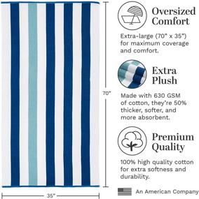 img 1 attached to 🏖️ 630 GSM Marine Blue and Sea Glass Cabana Beach Towel - 70” x 35” by Laguna Beach Textile Co