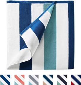 img 4 attached to 🏖️ 630 GSM Marine Blue and Sea Glass Cabana Beach Towel - 70” x 35” by Laguna Beach Textile Co