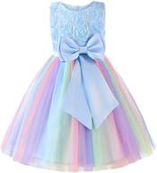 uhnice little girl's rainbow wedding 🌈 party dress: sleeveless tulle with 3d flower embellishments logo