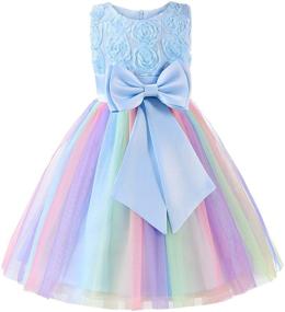 img 4 attached to Uhnice Little Girl's Rainbow Wedding 🌈 Party Dress: Sleeveless Tulle with 3D Flower Embellishments