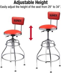 img 3 attached to 💺 SUNEX TOOLS 8516 Hydraulic Shop Stool - High-Polished Chrome Finish, Adjustable Seat & Backrest, Vinyl Padding, Slip Resistant Feet - 250lb Capacity, Silver