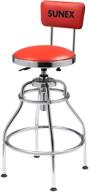 💺 sunex tools 8516 hydraulic shop stool - high-polished chrome finish, adjustable seat & backrest, vinyl padding, slip resistant feet - 250lb capacity, silver logo