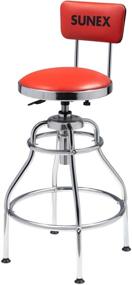 img 4 attached to 💺 SUNEX TOOLS 8516 Hydraulic Shop Stool - High-Polished Chrome Finish, Adjustable Seat & Backrest, Vinyl Padding, Slip Resistant Feet - 250lb Capacity, Silver