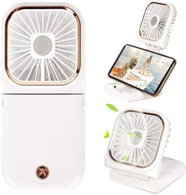 img 4 attached to 5-in-1 Portable Mini Fan with 3000mAh Power Bank and USB Rechargeable Personal Hand Fans - Small Battery Operated Fan with Phone Holder, Handheld and Desk Fan, 3 Speed Adjustable - Neck Lanyard Included - White