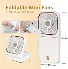 img 2 attached to 5-in-1 Portable Mini Fan with 3000mAh Power Bank and USB Rechargeable Personal Hand Fans - Small Battery Operated Fan with Phone Holder, Handheld and Desk Fan, 3 Speed Adjustable - Neck Lanyard Included - White