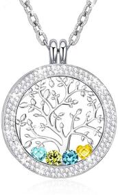 img 4 attached to Cloris Tautou Tree of Life Necklace with Engraved Message and 24 Birthstones: Express Love with Elegance