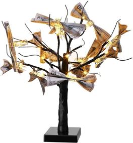 img 4 attached to 🌳 LED Birch Twig Tree Money Holder: Tabletop Display for Christmas, Wedding, Birthday - 12 Clips & USB Cables Included (Black)