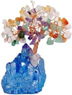 sunyik multicolor crystal money tree: stunning bonsai sculpture on royal blue titanium coated crystal cluster base (2.3 inches) логотип