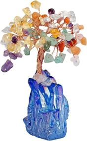 img 3 attached to SUNYIK Multicolor Crystal Money Tree: Stunning Bonsai Sculpture on Royal Blue Titanium Coated Crystal Cluster Base (2.3 Inches)