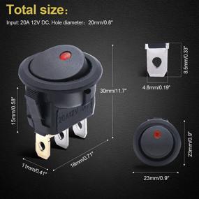 img 3 attached to 💡 High-Quality Twidec/8Pcs Round Dot Lighted Rocker Switch Toggle 20A 12V DC On/Off SPST for Car or Boat Control with Red LED Light KCD2-102N-R