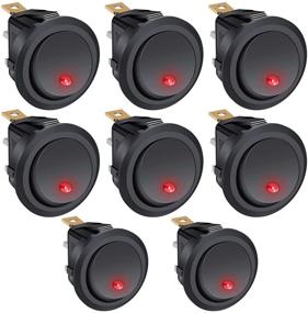 img 4 attached to 💡 High-Quality Twidec/8Pcs Round Dot Lighted Rocker Switch Toggle 20A 12V DC On/Off SPST for Car or Boat Control with Red LED Light KCD2-102N-R