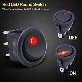 img 1 attached to 💡 High-Quality Twidec/8Pcs Round Dot Lighted Rocker Switch Toggle 20A 12V DC On/Off SPST for Car or Boat Control with Red LED Light KCD2-102N-R