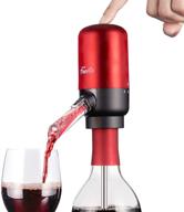 🍷 foneta electric wine aerator pourer with extendable stainless steel tube - automatic wine decanter and dispenser pump for wine lovers, battery powered (red) logo