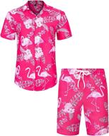 🌺 flamingos hawaiian printed tropical men's shirts: j ver's vibrant collection logo