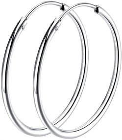 img 4 attached to 💎 Endless Sterling Silver Hoop Earrings, Polished Round Hoops for Women - Elegant Gift Jewelry for Girls