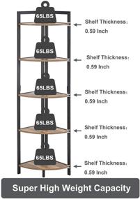 img 2 attached to 📚 FATORRI Rustic Oak Wood and Metal Tall Corner Bookshelf Stand - 5 Tier Corner Bookcase Shelf for Industrial Décor