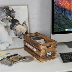 img 3 attached to J JACKCUBE DESIGN Ящик для хранения дисков CD с ручками - Рустикальный деревянный ящик для медиафайлов для домашнего хранения и организации - Вмещает 30 CD - MK1050B