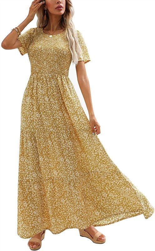 Maggeer Tiered Bohemian Smocked Mustard Reviews & Ratings | Revain