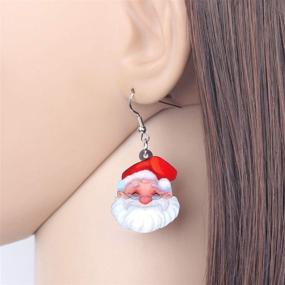 img 3 attached to 🎄 Festive NAEWI Acrylic Sweet Santa Claus Earrings: Charming Christmas Jewelry for Women and Kids