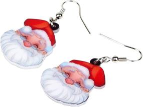 img 2 attached to 🎄 Festive NAEWI Acrylic Sweet Santa Claus Earrings: Charming Christmas Jewelry for Women and Kids