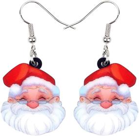 img 4 attached to 🎄 Festive NAEWI Acrylic Sweet Santa Claus Earrings: Charming Christmas Jewelry for Women and Kids