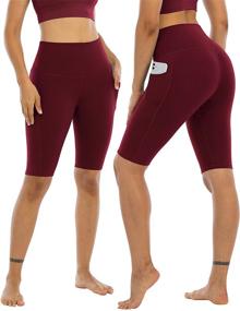 img 3 attached to 🩲 CHRLEISURE High Waisted Yoga Biker Shorts for Women: Pockets, Tummy Control, & Workout Spandex Shorts