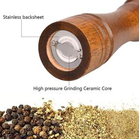 img 1 attached to 🧂 Top-rated Retro Refillable Wooden Salt & Pepper Mill - Solid Oaken Wood Gourmet Professional Mills Shaker - Non-corrosive Ceramic Grinder - Fine to Coarse - Large, 8 Inches