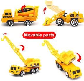 img 1 attached to 🚧 YIMORE Alloy Construction Truck Toy Set - Pocket Size Models for Kids Birthday Party Favors and Cake Decorations