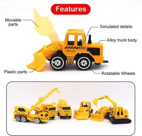 img 2 attached to 🚧 YIMORE Alloy Construction Truck Toy Set - Pocket Size Models for Kids Birthday Party Favors and Cake Decorations