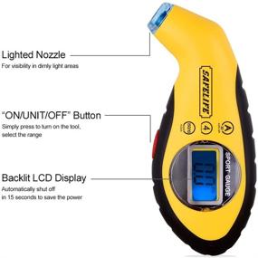 img 2 attached to SAFELIFE Digital Tire Pressure Gauge 150 PSI 4 Settings With Backlit LCD And Non-Slip Grip (Yellow)