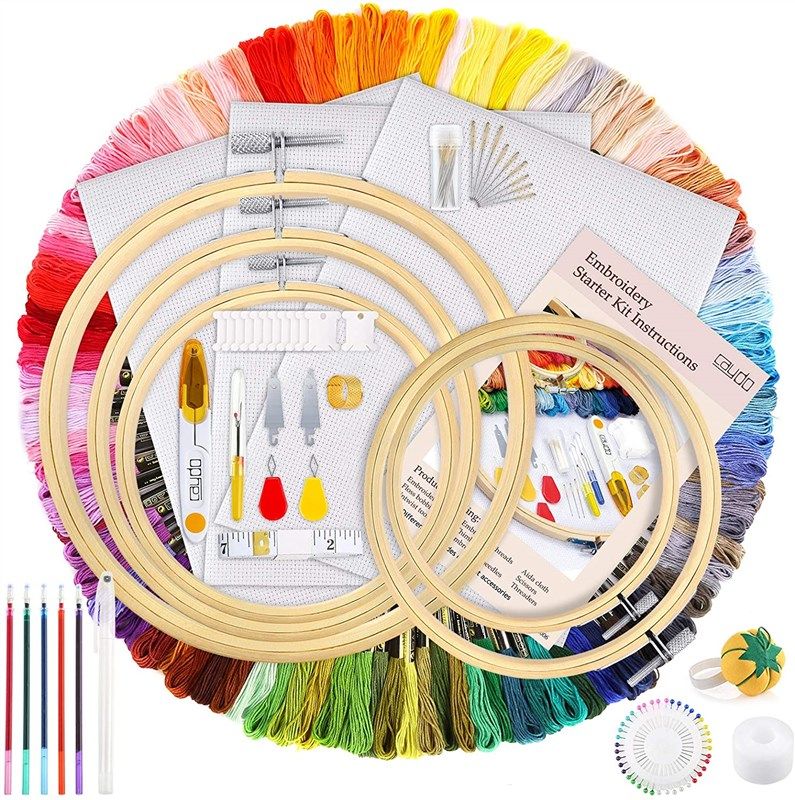 40PCS Sewing Needles 24/26 Large Eye Cross Stitch Needles with 2 Needle  Threader Cross Stitch Embroidery Sewing Needlework Project Tool Starter  Kit, Embroidery Floss Organizer, Embroidery Floss Organizer, Bamboo Circle  Cross Stitch