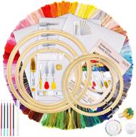 🧵 caydo hand embroidery kit: 100 color threads, aida cloth, hoops & tools for adults and kids beginners logo