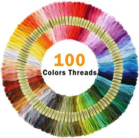 img 1 attached to 🧵 Caydo Hand Embroidery Kit: 100 Color Threads, Aida Cloth, Hoops & Tools for Adults and Kids Beginners