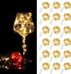 img 4 attached to LEDIKON 18 Pack Battery Operated Mini String Lights - 7.2ft, 20 LED Warm White Mason Jar Lights, Copper Wire Firefly LED Lights for Wedding, Party, Mason Jars, Crafts