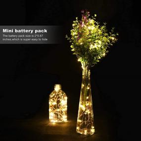 img 3 attached to LEDIKON 18 Pack Battery Operated Mini String Lights - 7.2ft, 20 LED Warm White Mason Jar Lights, Copper Wire Firefly LED Lights for Wedding, Party, Mason Jars, Crafts