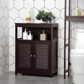 img 2 attached to VASAGLE Bathroom Storage Floor Cabinet: Double Shutter Door, Adjustable Shelf, Brown UBBC40BR - Sturdy and Stylish Free Standing Organizer