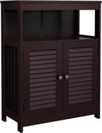 vasagle bathroom storage floor cabinet: double shutter door, adjustable shelf, brown ubbc40br - sturdy and stylish free standing organizer logo