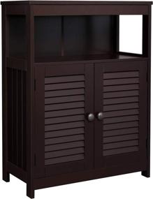 img 4 attached to VASAGLE Bathroom Storage Floor Cabinet: Double Shutter Door, Adjustable Shelf, Brown UBBC40BR - Sturdy and Stylish Free Standing Organizer