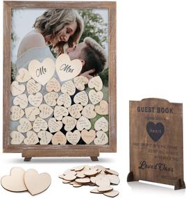 img 4 attached to GLM Wedding Guest Book Alternative: Elegant Drop Top Frame with 85 Hearts, 2 Large Hearts, and Sign - Perfect for Weddings, Baby Showers, and Funeral Receptions (Brown)