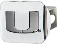 🏈 fanmats ncaa miami hurricanes chrome hitch cover: show off your team spirit in style! logo