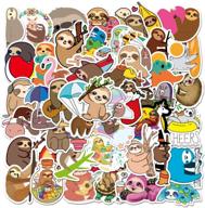 🦥 cute sloth stickers pack – waterproof vinyl decals for water bottle, hydro flask laptop, phone, car, skateboard & more – 50 pcs logo