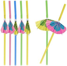 img 2 attached to Set of 24 Vibrant Cocktail Parasol Umbrella Straws