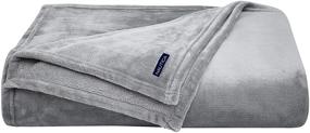 img 4 attached to 🛌 Nautica Home Plush Collection Blanket - Ultra-Soft Cozy Fleece, Lightweight Warm Bedding, Twin Size, Light Grey