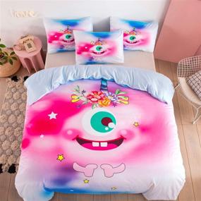 img 2 attached to Estoulen Kids Duvet Cover Set, Tencel Lyocell Bedding Set 2 Piece - Ultra Soft and Smooth, Cute Cartoon Unicorn Design - Pink, Twin