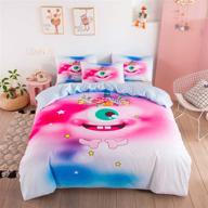 estoulen kids duvet cover set, tencel lyocell bedding set 2 piece - ultra soft and smooth, cute cartoon unicorn design - pink, twin logo